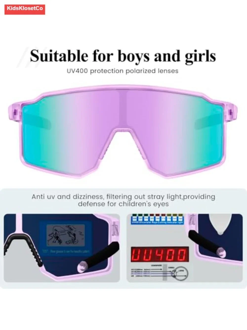 UV400 Protection Polarized Kids Sports Sunglasses for Baseball Cycling